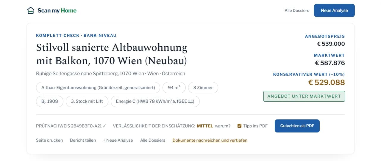 Berichtseite 2: Prüfnachweis und Warnsignale