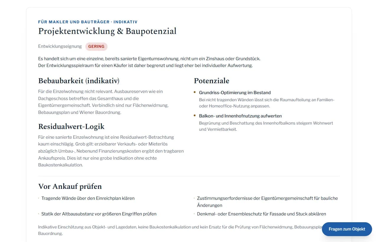Projektentwicklung und Baupotenzial